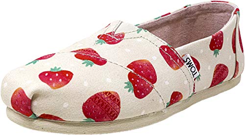 TOMS Women's Classic Canvas Birch Strawberries and Cream Ankle-High Slip-On Shoes - 9M