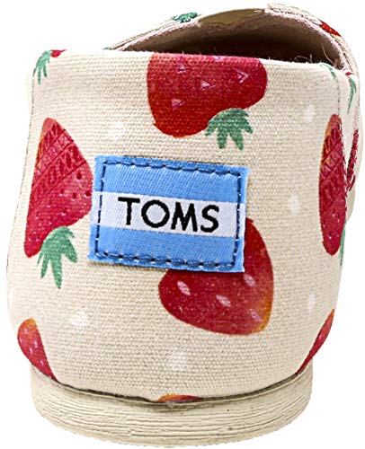 TOMS Women's Classic Canvas Birch Strawberries and Cream Ankle-High Slip-On Shoes - 9M