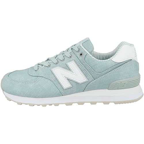 New Balance Women's 574 V2 Beach Chambray Sneaker, Light Porcelain Blue/White, 11