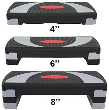 HomGarden 31" Adjustable Workout Aerobic Stepper in Fitness & Exercise Step Platform Trainer Stepper w/Risers Adjust 4" - 6" - 8" (Set of 1)