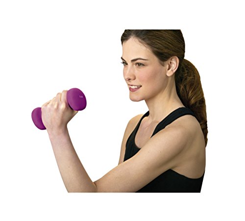 Valeo 3-Pound Pair Non-Slip Neoprene Hand Weights For Fitness Training, Includes Exercise Wall Chart