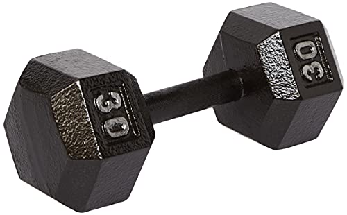Amazon Basics Cast Iron Hex Dumbbell Weight, 13.6 x 6 x 5.2 Inches, 45 Pounds, Black
