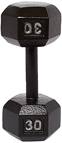 Amazon Basics Cast Iron Hex Dumbbell Weight, 13.4 x 5.8 x 5 Inches, 40 Pounds, Black