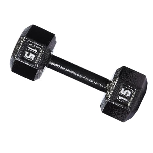 Amazon Basics Cast Iron Hex Dumbbell Weight, 10 x 4 x 3.5 Inches, 15 Pounds, Black