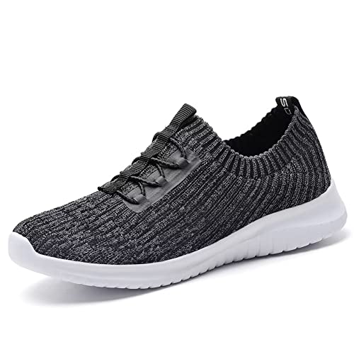 TIOSEBON Women's Lightweight Casual Walking Athletic Shoes Breathable Running Slip-On Sneakers for Jogging Workout 9 US Deep Gray