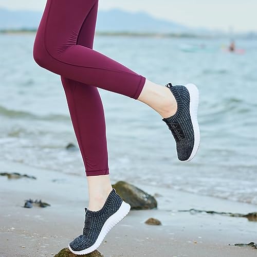 TIOSEBON Women's Lightweight Casual Walking Athletic Shoes Breathable Running Slip-On Sneakers for Jogging Workout 9 US Deep Gray