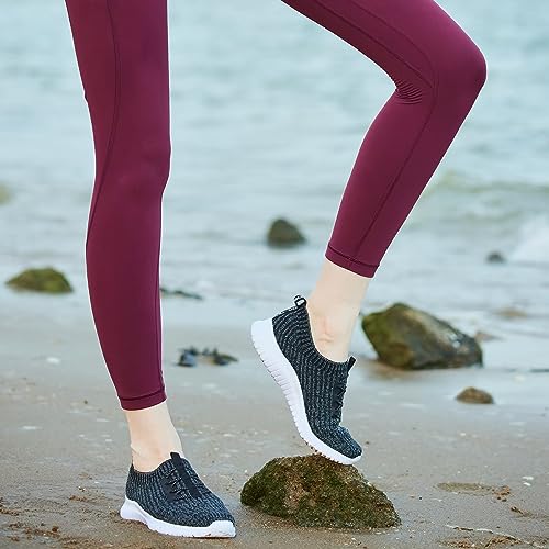 TIOSEBON Women's Lightweight Casual Walking Athletic Shoes Breathable Running Slip-On Sneakers for Jogging Workout 9 US Deep Gray
