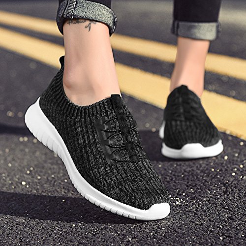 TIOSEBON Women's Lightweight Casual Walking Athletic Shoes Breathable Running Slip-On Sneakers for Jogging Workout 9 US Deep Gray