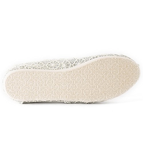 TOMS Womens Crochet Glitter Slip On Alpargata Flat Shoe, Silver, US 5