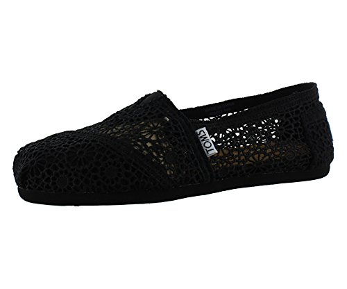 TOMS Women's Crochet Classics Black Morocco Loafers & Slip-Ons Shoe 5