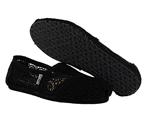 TOMS Women's Crochet Classics Black Morocco Loafers & Slip-Ons Shoe 5
