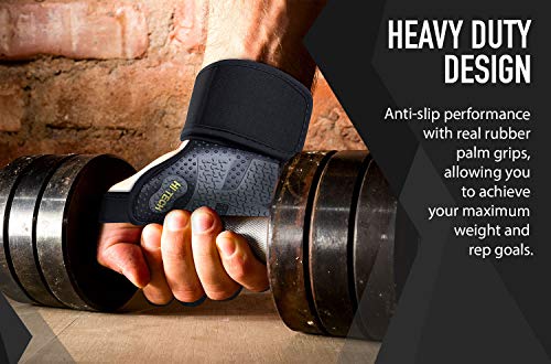 Weight Lifting Gloves for Women & Men - Barehand Gloves with Neoprene Wrist Wraps -Workout Gloves with Anti-Slip Rubber Palm -Gym Gloves for Lifting, Rowing & Cross Training Fitness (Black/Yellow, M)