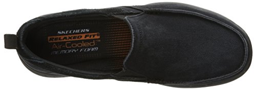 Skechers USA Men's Harper Delen Slip-On Loafer,Black Canvas,7 M US