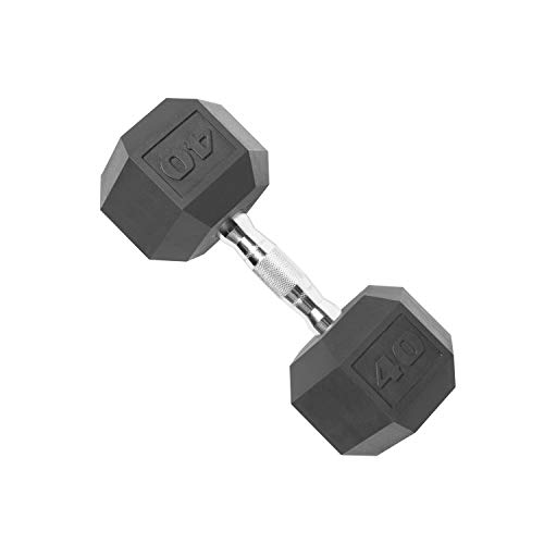CAP Barbell SDP-040 Color Coated Hex Dumbbell, Black, 40 pound, Single