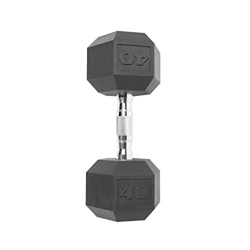 CAP Barbell SDP-040 Color Coated Hex Dumbbell, Black, 40 pound, Single