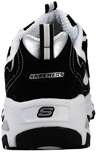 Skechers Sport Women's D'Lites Lace-Up Sneaker, Black/White, 11 M US