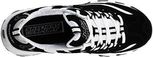 Skechers Sport Women's D'Lites Lace-Up Sneaker, Black/White, 11 M US