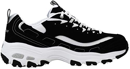 Skechers Sport Women's D'Lites Lace-Up Sneaker, Black/White, 11 M US
