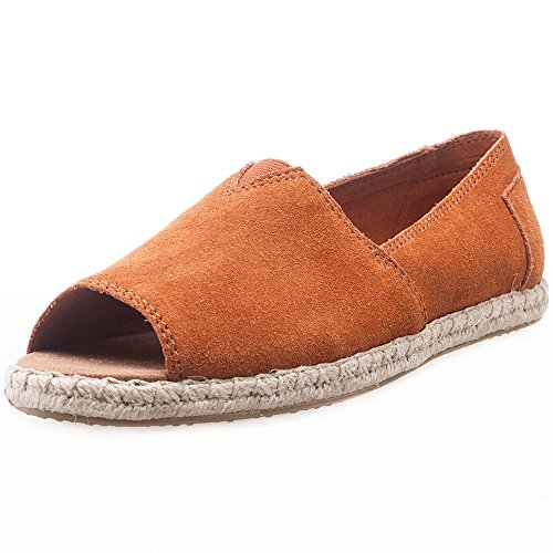 TOMS Alpargata Open Toe Cognac Suede 6
