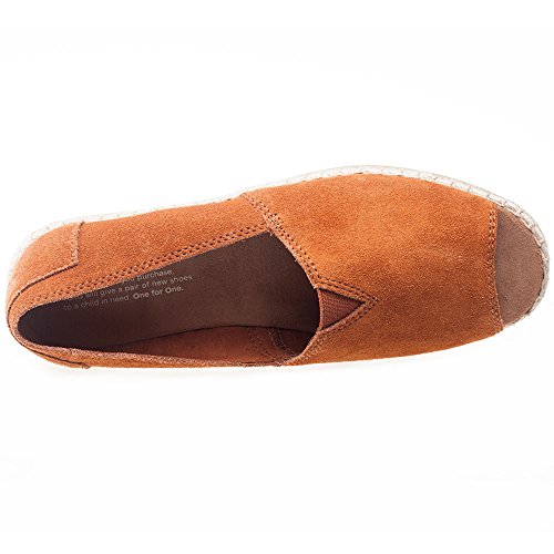 TOMS Alpargata Open Toe Cognac Suede 6