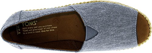 TOMS New Alparagata Open Toe Blue Slub Chambray 6 Womens Shoes