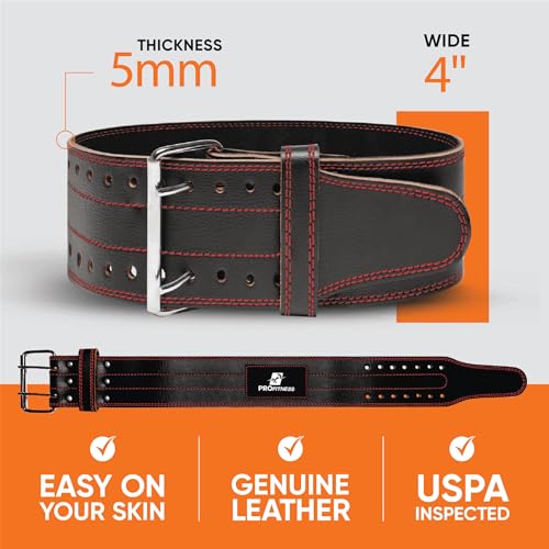 Weight Lifting Belts for Men and Woman Leather Weightlifting Belt Comes (Black/Red, Medium)