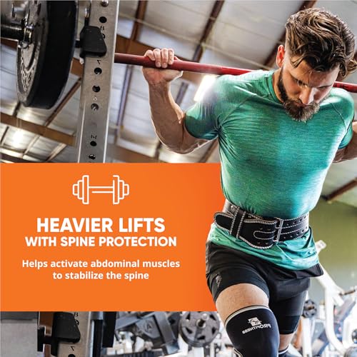 Weight Lifting Belts for Men and Woman Leather Weightlifting Belt Comes (Black/Red, Medium)