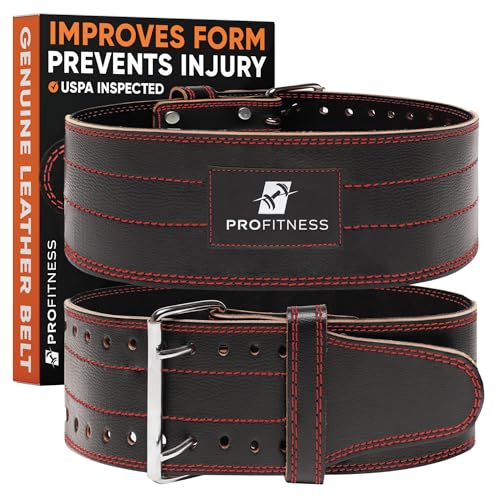 Genuine Leather Gym Weight Belt Workout Belt Weightlifting Gym Belt for Men and Woman Comes (Black/Red, Small)