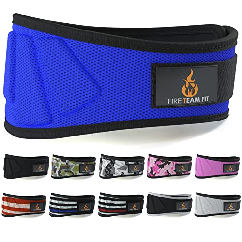 Fire Team Fit Weightlifting Belt, Weight Belt, Weight Lifting Belt for Men and Women, 6 Inch, Back Support for Lifting, Squat and Deadlifting Belt (Blue, 32" - 38" Around Navel, Medium)