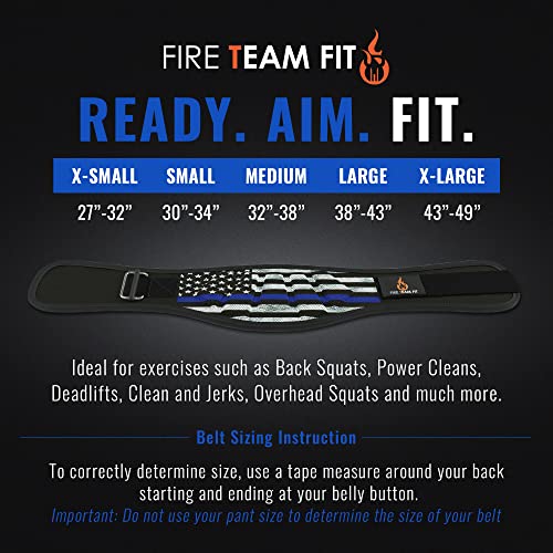 Fire Team Fit Weight Lifting Belt for Men and Women, 6 Inch, Bodybuilding & Fitness Back Support for Cross Training Workout, Squats, Lunges (X-Small, Blue Line)