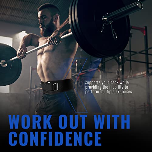 Fire Team Fit Weightlifting Belt, Weight Belt, Weight Lifting Belt for Men and Women, 6 Inch, Back Support for Lifting, Squat and Deadlifting Workout Belt (Blue Line, 30" - 34" Around Navel, Small)