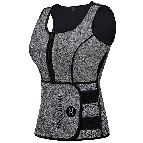 HOPLYNN Sauna Sweat Vest Waist Trainer Corset Trimmer Shaper Belt for Women, Neoprene Waist Cincher Stomach Tummy Shaper Gray X-Large