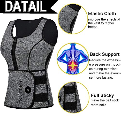 HOPLYNN Sauna Sweat Vest Waist Trainer Corset Trimmer Shaper Belt for Women, Neoprene Waist Cincher Stomach Tummy Shaper Gray X-Large