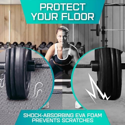Yes4All interlocking Exercise Foam floor mats, for Gym Equipment – Eva Tiles (24 Square Feet – Black – 6 pcs)
