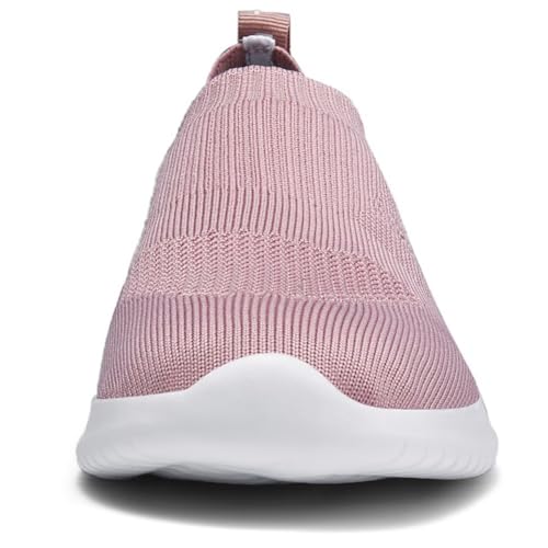 konhill Women's Walking Tennis Shoes - Lightweight Athletic Casual Gym Slip on Sneakers 9 US Mauve