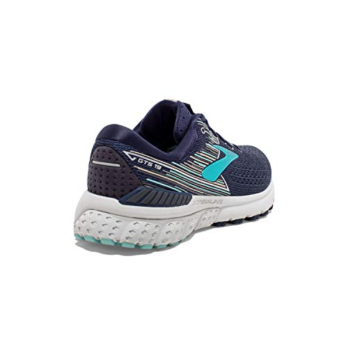 Brooks Womens Adrenaline GTS 19 Running Shoe - Navy/Aqua/Tan - D - 8.5