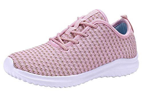 YILAN Women's Fashion Sneakers Breathable Sport Shoes (8.5, Pink)