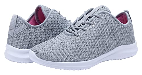 YILAN Women's Fashion Sneakers Breathable Sport Shoes (10, Grey)