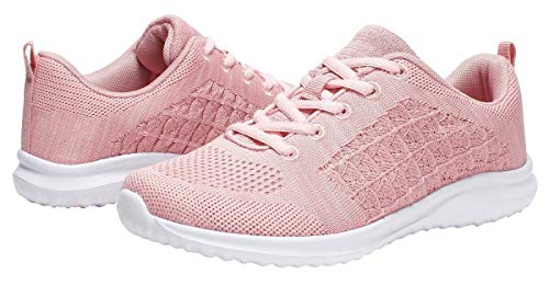 YILAN Women's Fashion Sneakers Breathable Sport Shoes (9, Pink-5)