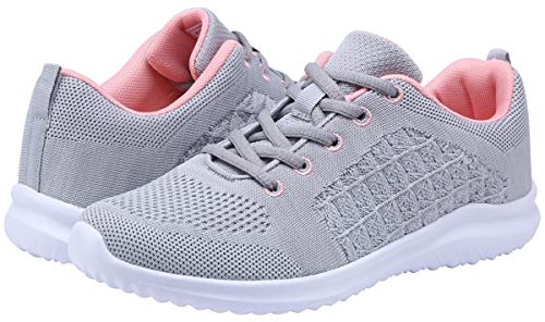 YILAN Women's Fashion Sneakers Breathable Sport Shoes (9, New Grey-5)
