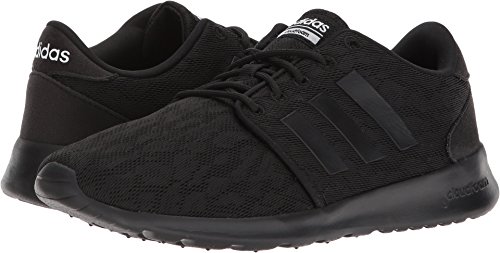adidas womens CloudfoamQt Racer Running Shoe, Black/Black/Black Mesh, 10 US