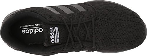 adidas womens CloudfoamQt Racer Running Shoe, Black/Black/Black Mesh, 10 US