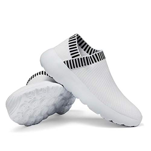 konhill Women's Athletic Walking Shoes - Comfortable Casual Work Gym Slip On Sneakers 5 US White, 36