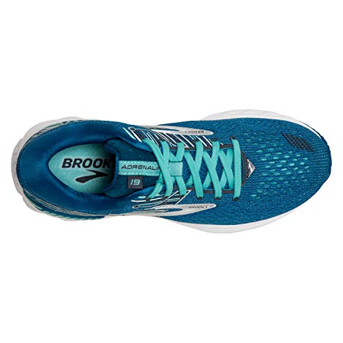 Brooks Womens Adrenaline GTS 19 Running Shoe - Blue/Aqua/Ebony - B - 11.5