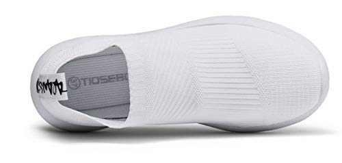 konhill Women's Athletic Walking Shoes - Comfortable Casual Work Gym Slip On Sneakers 5 US White, 36