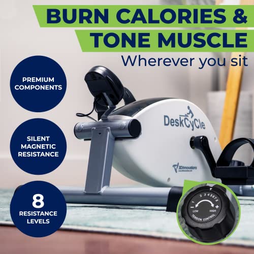 DeskCycle Desk Exercise Bike Pedal Exerciser, White