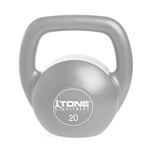 Tone Fitness Vinyl Coated Cement Filled Kettlebell Weights, Single, Various Sizes and Colors