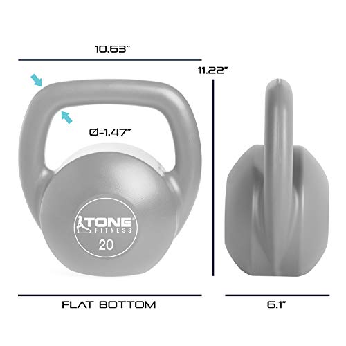 Tone Fitness Vinyl Coated Cement Filled Kettlebell Weights, Single, Various Sizes and Colors