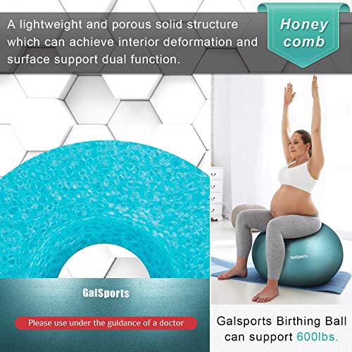 GalSports Pregnancy Birthing Ball, Yoga Exercise Birth Ball Chair for Delivery & Training & Fitness, Extra Thick Labor Ball with Quick Pump, Certified by SGS (Charcoal Blue, XL (68-75cm))