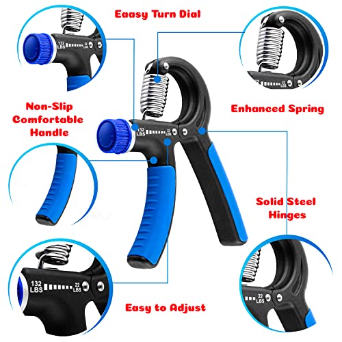 Grip Strength Trainer - 2 Pack Hand Grip Strengthener W/Adjustable Resistance Range 20lbs-90lbs - Robust and Non-Slip Hand Strengthener for Perfect Forearm Grip Workout and Hand Rehabilitation